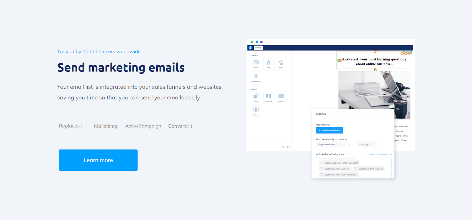 syeteme.io email marketing feature