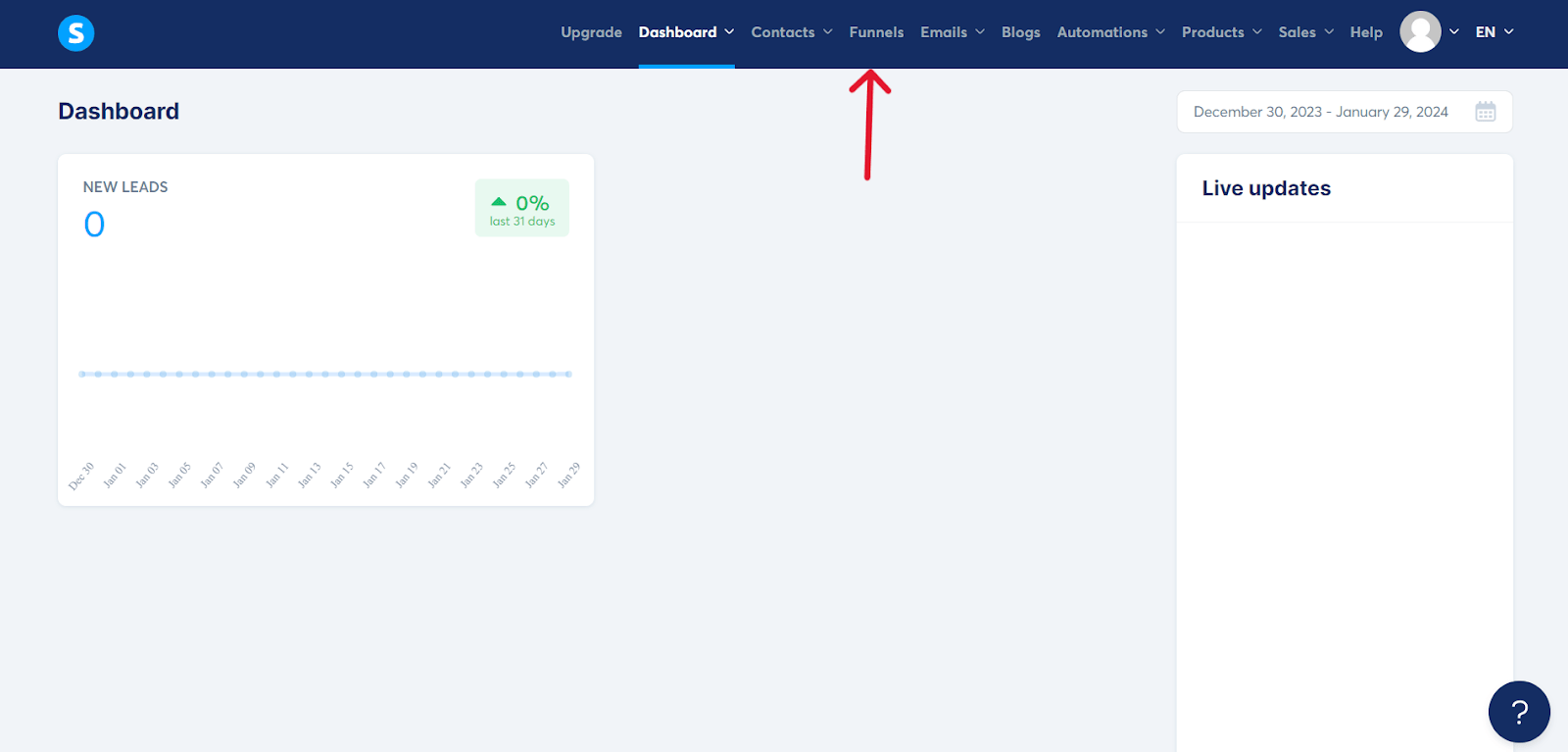 systeme.io main dashboard 