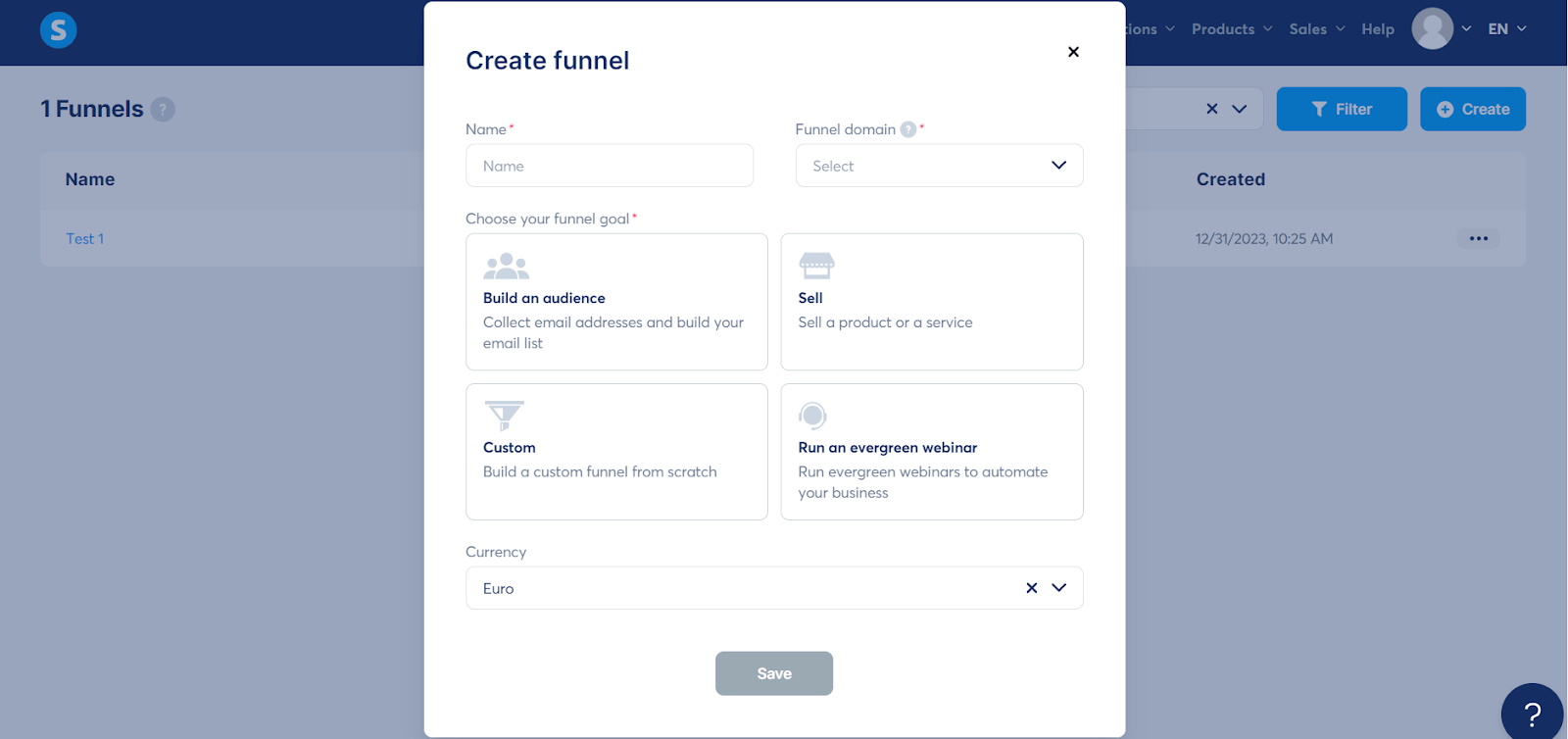 sales funnel types on systeme.io